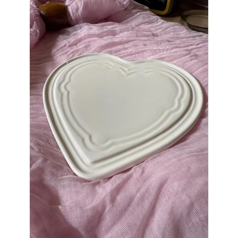 Pfaltzgraff Heart Trivet | Ivory Stoneware | Neutral Cottage Kitchen Decor